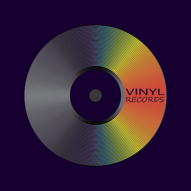 Poster of vinyl player record with rainbow colors