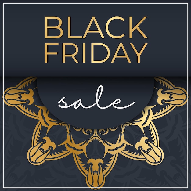 Poster voor black friday donkerblauw met Grieks goudpatroon