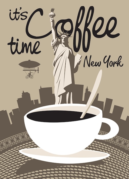 poster voor café met stadsgezicht van new york