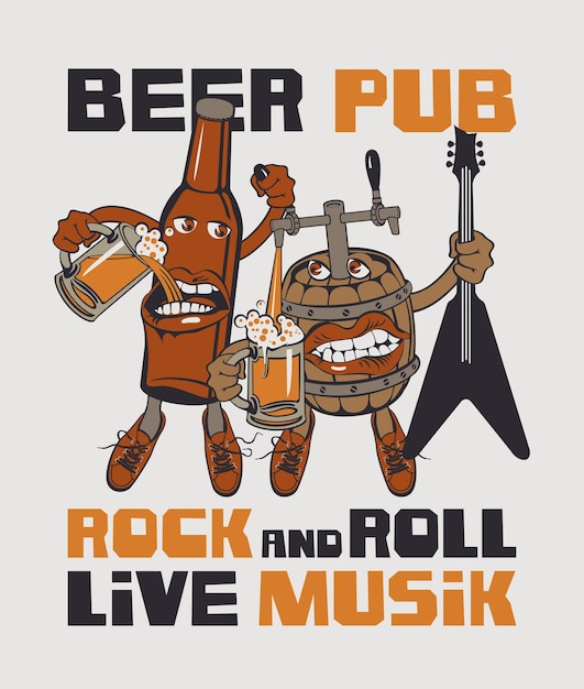 Poster voor een bierbar met rockmuziek