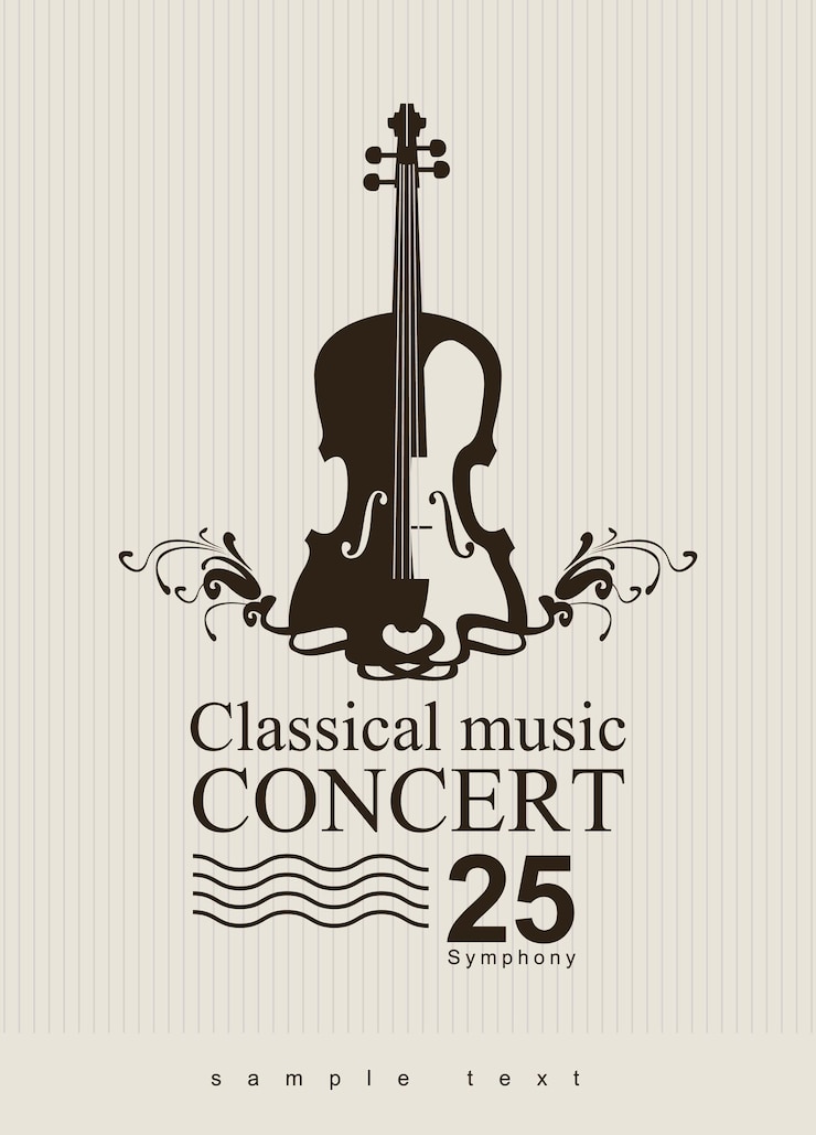 Vector poster voor een concert van klassieke muziek met viool
