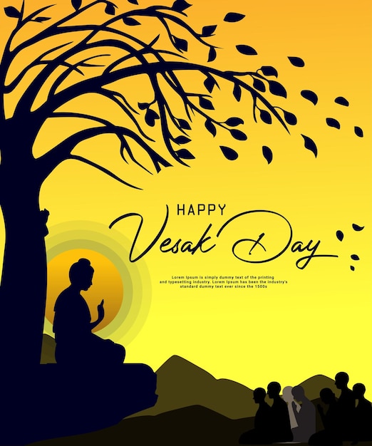 Vector poster voor gelukkige vesak dag met een boeddha vector