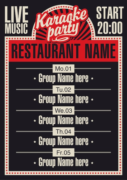 poster voor restaurant met karaoke