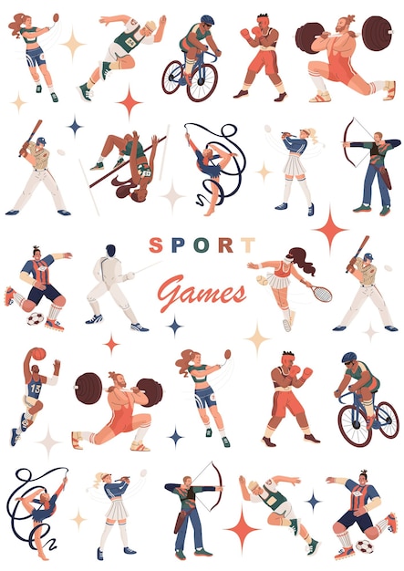 Poster voor sportevenementen en wedstrijden Actieve en gezonde levensstijl Zomersport Vectorillustratie geïsoleerd op transparante achtergrond