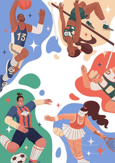 Poster voor sportevenementen en wedstrijden Actieve en gezonde levensstijl Zomersport Vectorillustratie geïsoleerd op transparante achtergrond