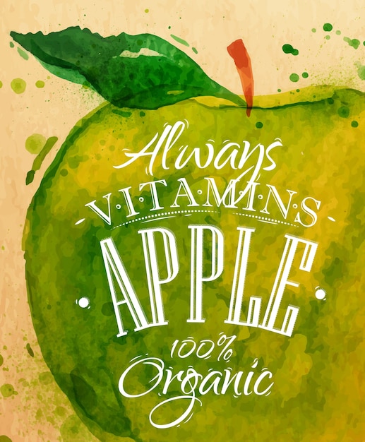 Vector poster watercolor apple