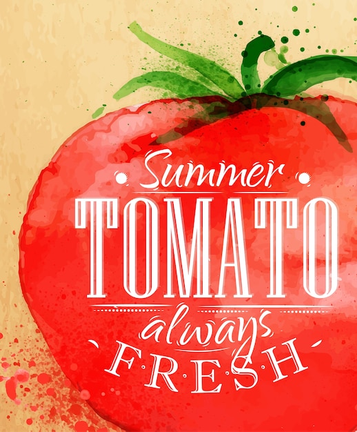 Poster watercolor tomato 