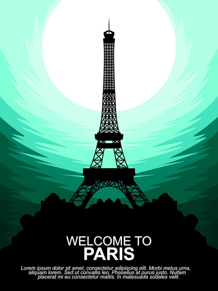 Vector poster welcome to paris silhouette