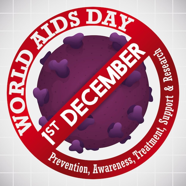 HIV ウイルスの禁止と 12 月 1 日の世界エイズデーを祝ういくつかの教訓を記したポスター