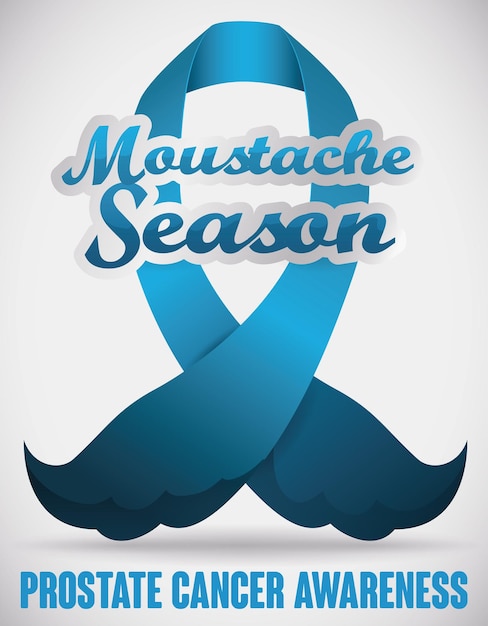 Poster with blue ribbon for mustache season campaign