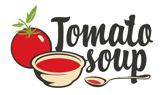 Vector poster with bowl of tomato soup