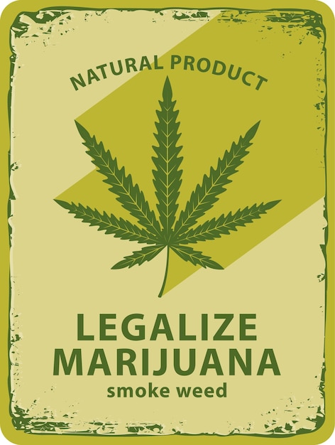 Vector poster with cannabis leaf