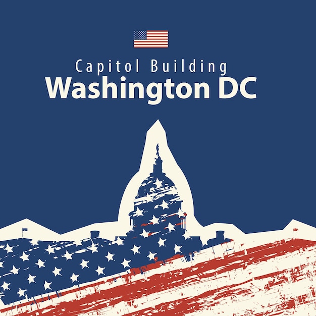 Vettore poster con capitol building a washington dc