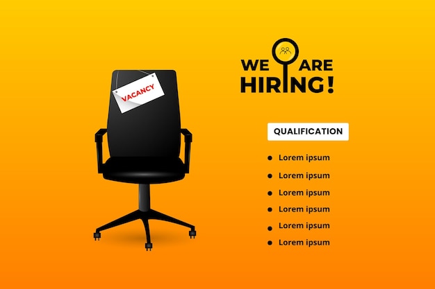 Vector a poster with a chair that says we are hiring