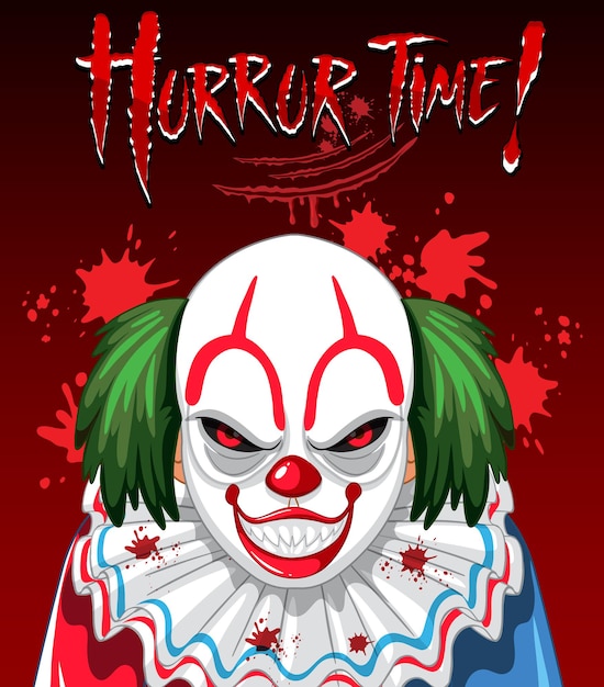 Vector poster with creepy clown holding balloon