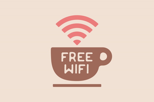 Poster with cup of coffee and text free wifi