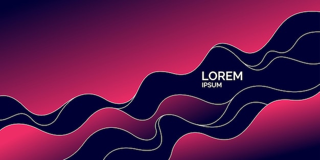 Poster with dynamic waves Vector illustration in minimal style Abstract background