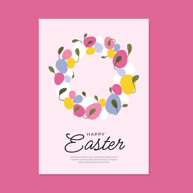 Vector poster with easter egg wreath