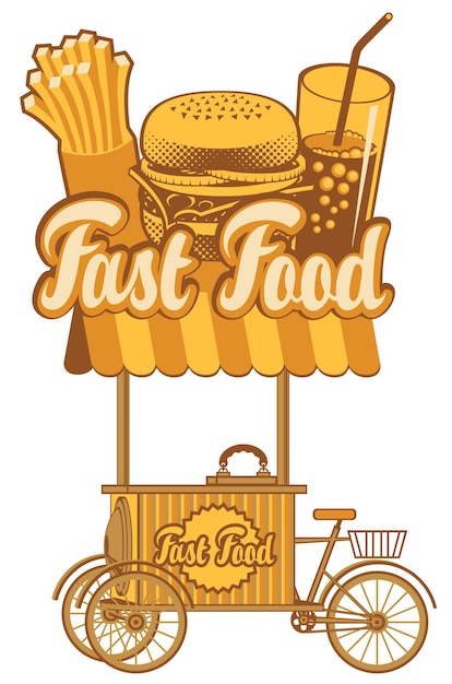 Vector poster with fast food bicycle