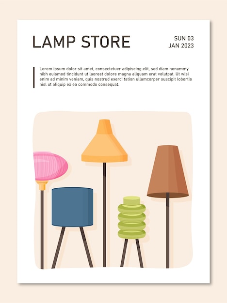 Poster with floor lamps vector concept