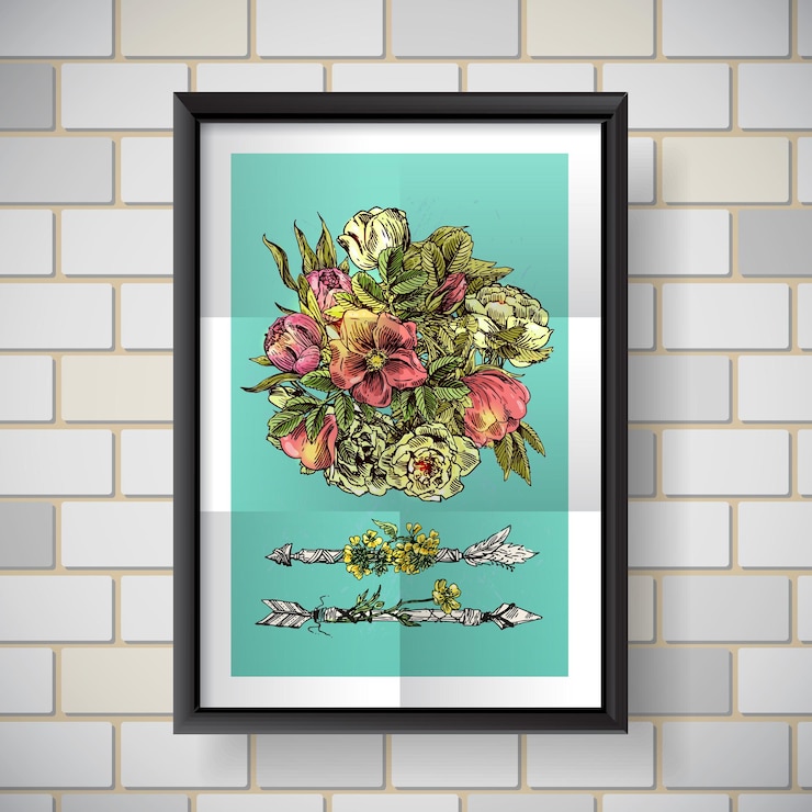 Vector poster with flowers
