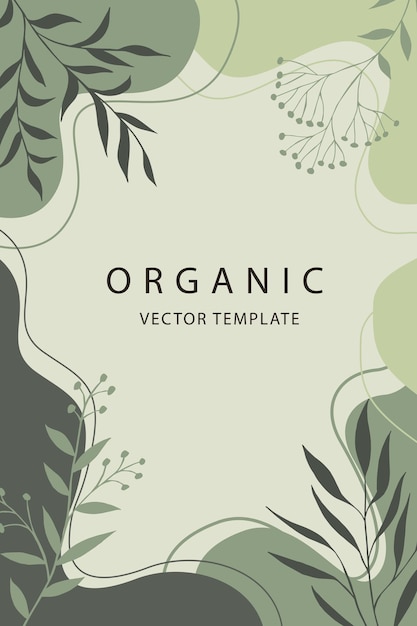 Vector poster with green background liquid shapes leaves and elements layouts for prints flyers covers