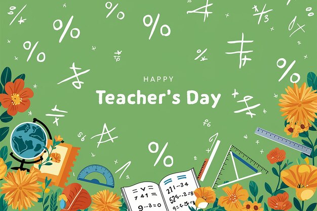 Vector a poster with a green background with a book that says teacher day