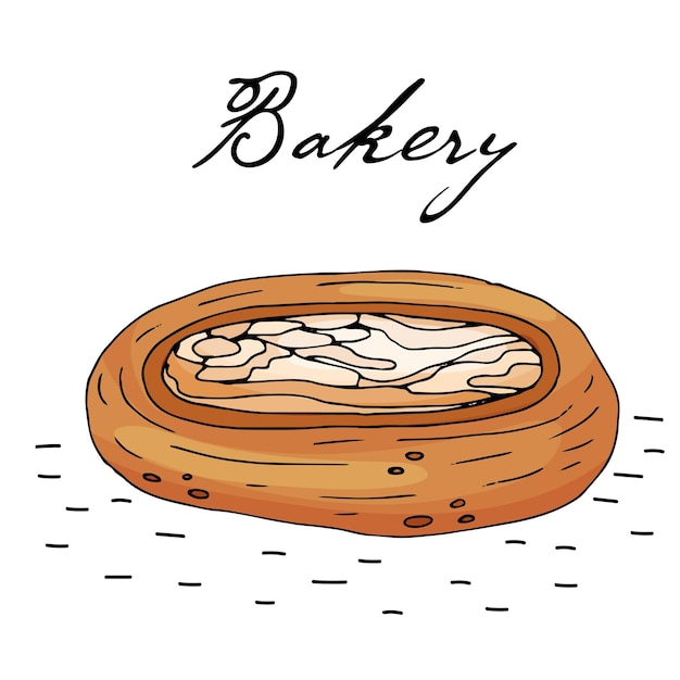 Poster with hand drawn bakery products isolate on a white background