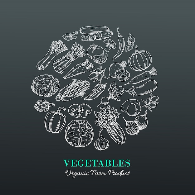 Poster with hand drawn vegetables