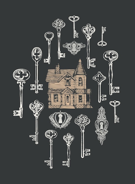 Vector poster with house and keys