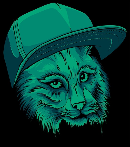 Il poster con l'immagine del ritratto del gatto con il cappello hiphop illustrazione vettoriale