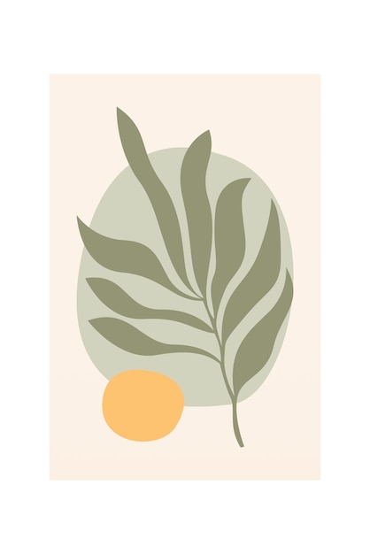 A poster with a leaf and an orange on it.