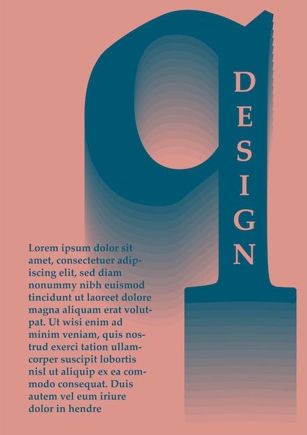 벡터 베이지 배경에 글자 개념 파란 q와 함께 포스터 추상적인 창의성과 예술 타이포그래피 및