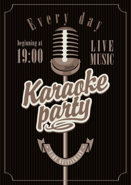 poster with microphone for karaoke party