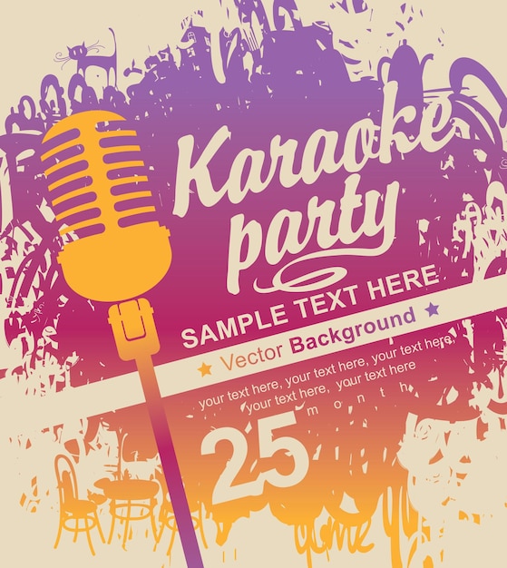 Vector poster with microphone for karaoke party