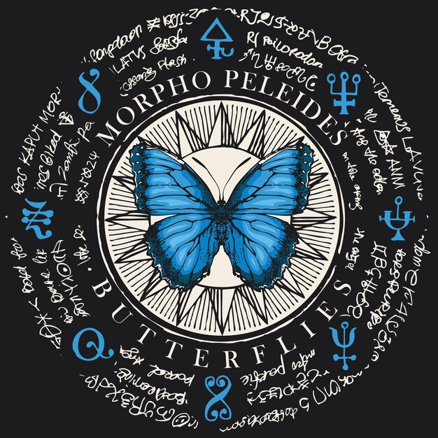 Vettore poster con farfalla morpho peleides