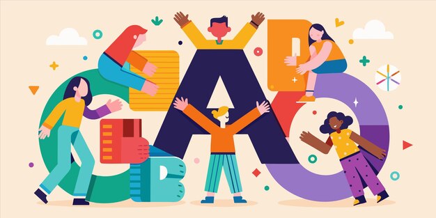 Vector a poster with people and the letter b
