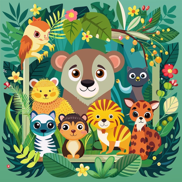 Vector a poster with a picture of a koala and other animals