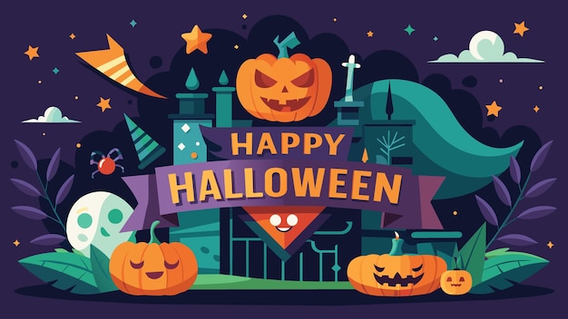 a poster with a pumpkin on it that says happy halloween