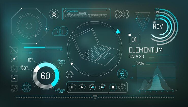 Vector poster with a set of infographic elements on the theme of financial technology and cryptocurrencies vector illustration