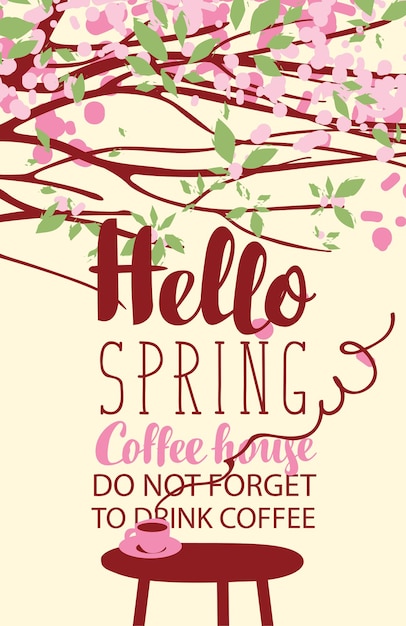 Poster con caffè di strada di primavera