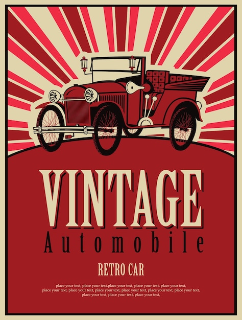 постер со старинной машиной