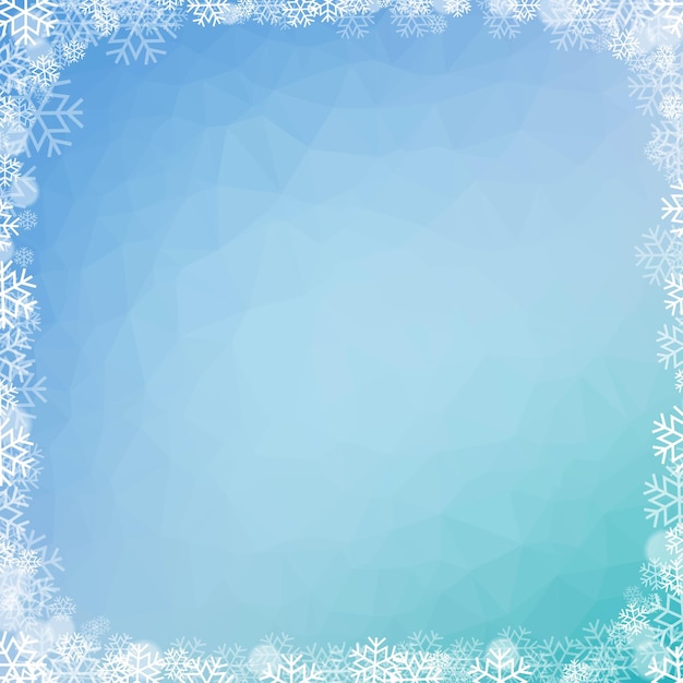 Vector poster with winter border blue background, vector illustration.