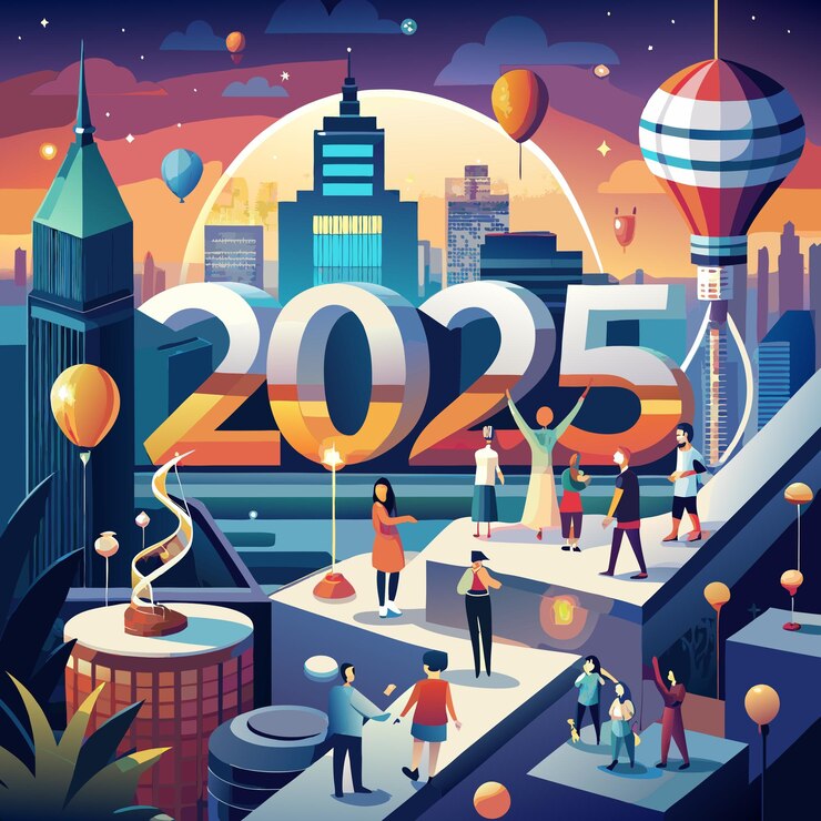 Vector a poster with the year 2025 on it vector illustrator