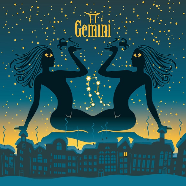 poster with zodiac sign gemini