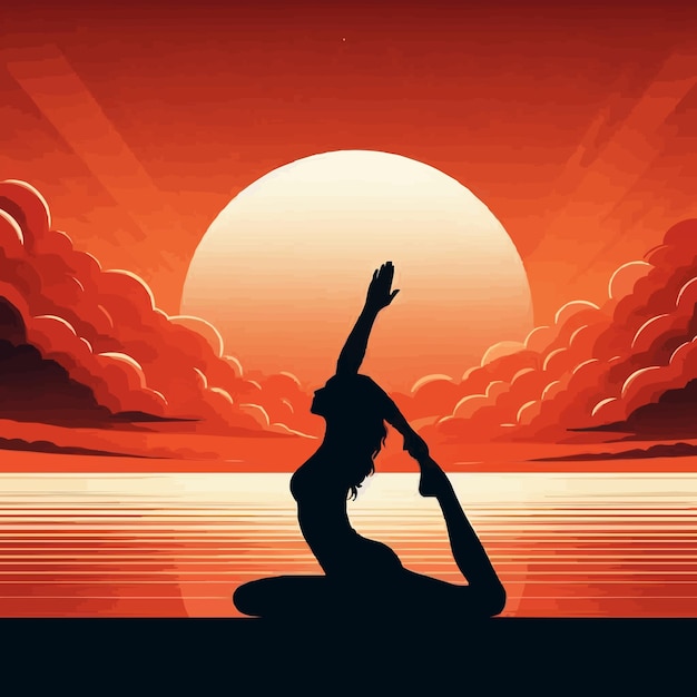 Vector a poster for a woman practicing yoga in the sun