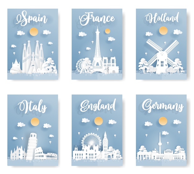 Vector poster of world famous landmark of europe.