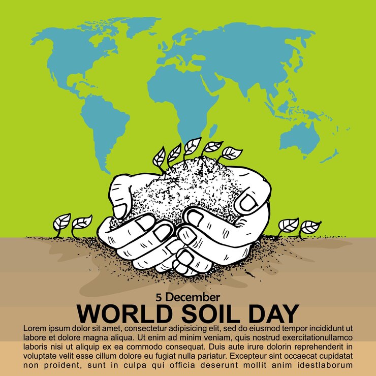 Premium Vector A poster for world soil day with a green background.