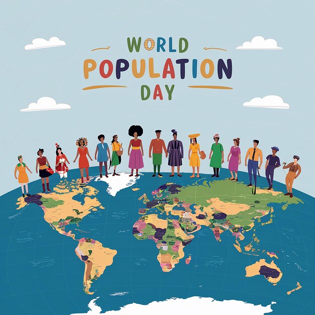 Vector a poster of a world that says worlds population