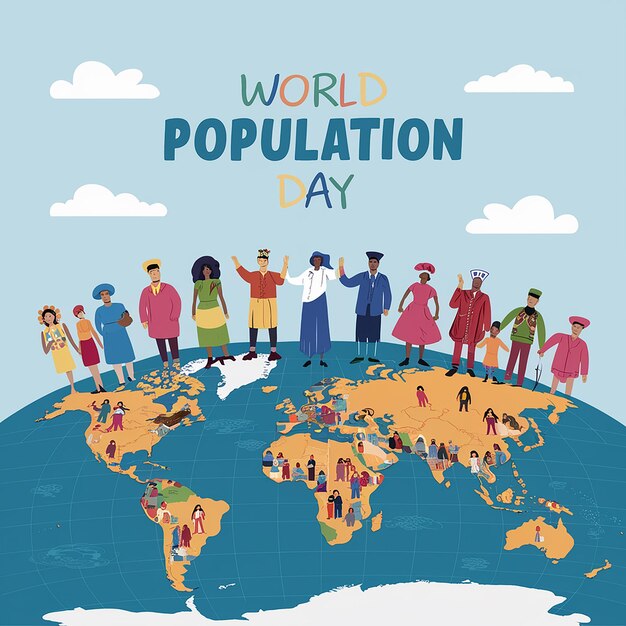 a poster of a world with a map of the worlds population